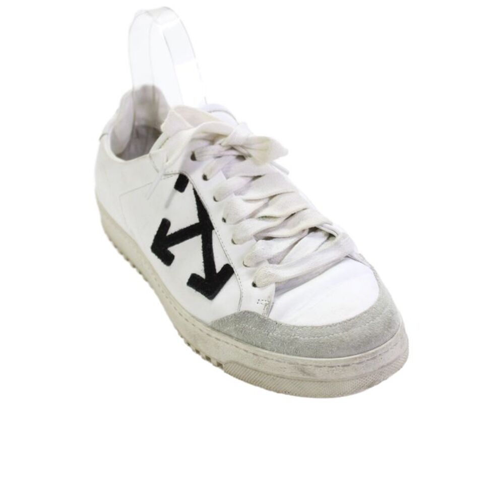 Off White Womens Leather Low Top Walking Sneakers White Size 37 7
